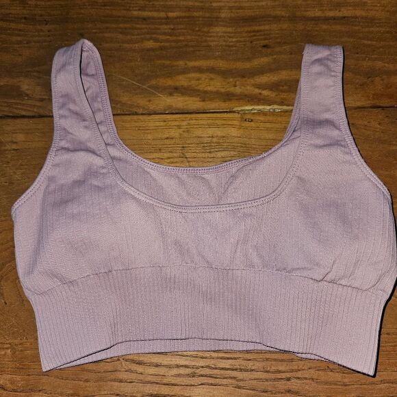 XS Pink Ribbed Tank with Built-In Bra | Stretchy Yoga Athleisure Cami Top - Picture 1 of 5